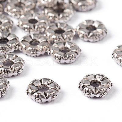Tibetan Style Alloy Spacer Beads TIBEB-S039-014AS-RS-1