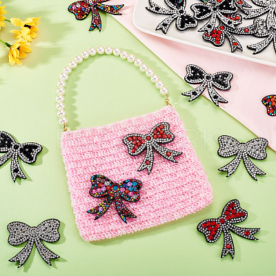 16Pcs 4 Colors Bowknot Rhinestone Patches PATC-TA0001-18-1