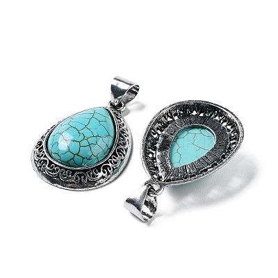 Synthetic Turquoise Teardrop Pendants G-A093-03AS-02-1