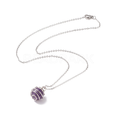 Natural Gemstone Cage Pendant Necklace with 304 Stainless Steel Cable Chains for Women X-NJEW-JN03905-01-1
