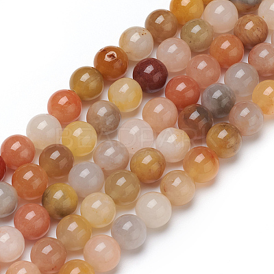 Natural Golden Silk Jade Beads Strands X-G-L555-05-8mm-1