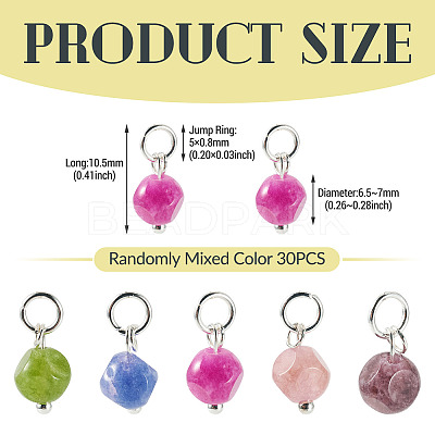 30Pcs Natural Colorful Tourmaline Dice Charms PALLOY-TA00369-1