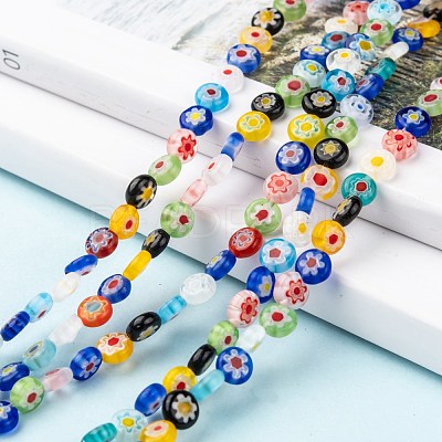 Flat Round Handmade Millefiori Glass Beads X1-LK-R004-55-1