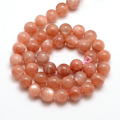 Natural Gemstone Sunstone Round Beads Strands G-E251-34-6mm-1