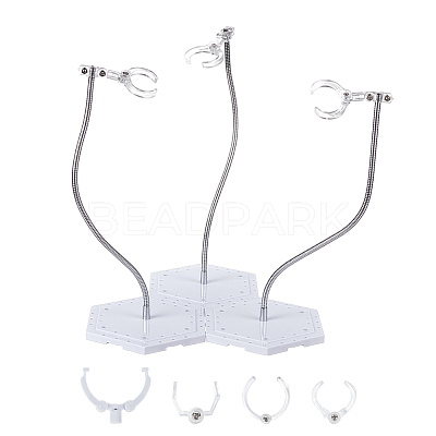 Plastic Minifigures Display Stands with Adjustable Snake Bone Bracket ODIS-WH0070-81B-1