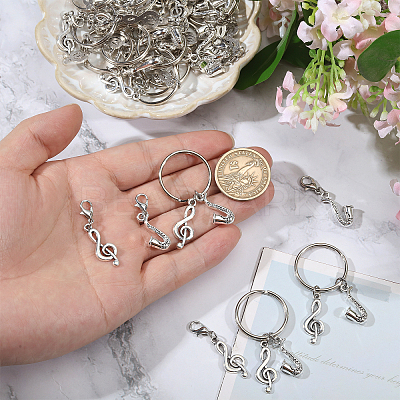 48Pcs 3 Style Alloy Pendant Decoration & Keychain HJEW-CA00047-1