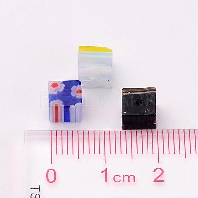 Handmade Millefiori Glass Cube Beads X-LK-P014-M-1