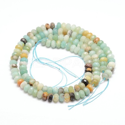 Faceted Natural Flower Amazonite Rondelle Beads Strands X-G-K090-12-1