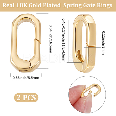 2Pcs Brass Spring Gate Rings KK-BBC0024-20G-01-1