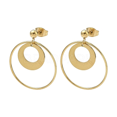 Ion Plating(IP) 304 Stainless Steel Dangle Stud Earrings EJEW-D350-02G-1