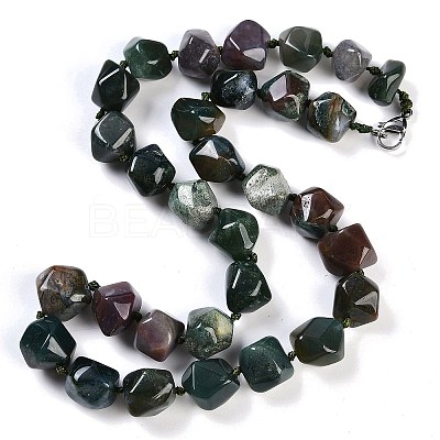 Natural Indian Agate Nuggets Beaded Necklaces for Women Men NJEW-K388-01T-1