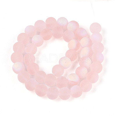 Frosted Transparent Glass Beads Strands GLAA-T032-T10mm-MBB10-1