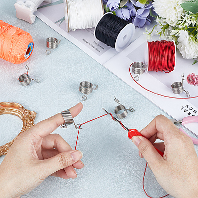 16Pcs 2 Style Steel Wire Knitting Thimbles FIND-SC0007-71-1