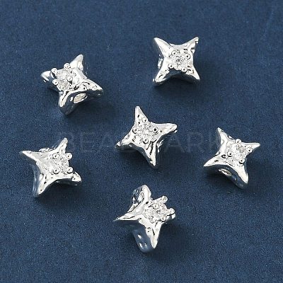 Brass Micro Pave Clear Cubic Zirconia Beads CU-CBAC675-01S-1