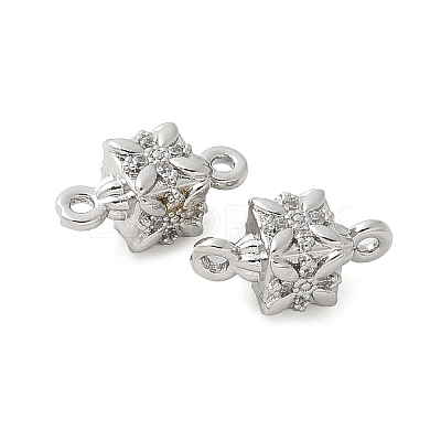 Brass Micro Pave Cubic Zirconia Connector Charms KK-U056-18P-1