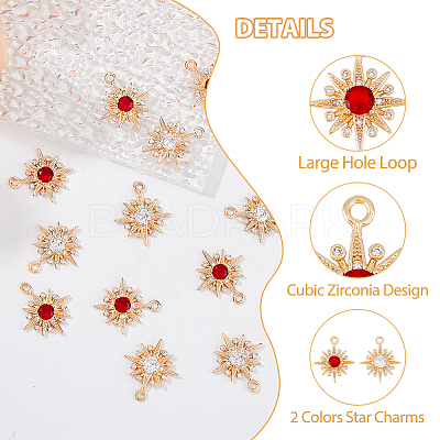 16Pcs 2 Colors Brass Micro Pave Cubic Zirconia Pendants KK-DC0003-35-1