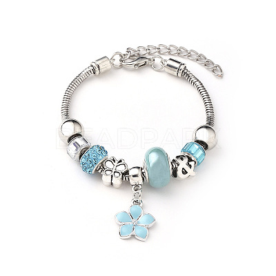 European Style Zinc Alloy Enamel & 201 Stainless Steel & Plastic & Rhinestone Charm Bracelets FS-WG22A2C-01-1