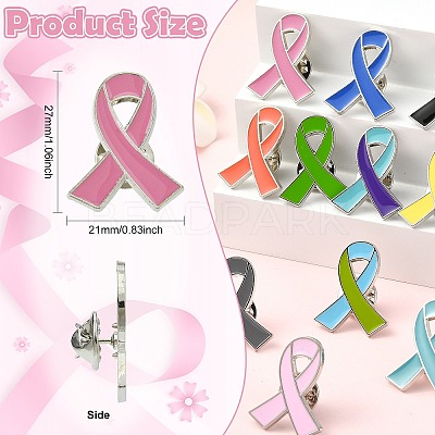 60Pcs 15 Colors Breast Cancer Awareness  Ribbon Enamel Pin JEWB-CJC0001-33-1