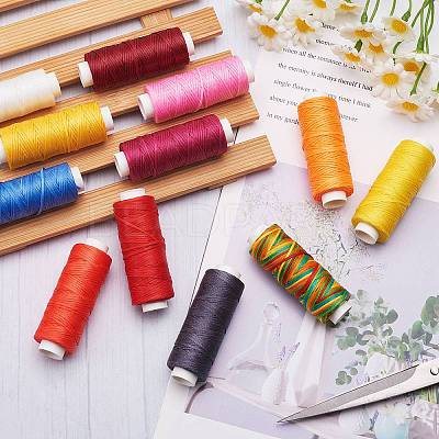 12Rolls 12 Colors Waxed Polyester Cord YC-SZ0001-03A-1