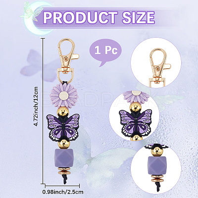 1Pc Silicone Cartoon Butterfly Flower Pendant Decorations HJEW-CP0001-17A-1