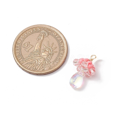 Glass Seed Beaded Jellyfish Pendants PALLOY-MZ00706-04-1