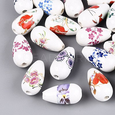 Printed Handmade Porcelain Beads PORC-N014-06B-1