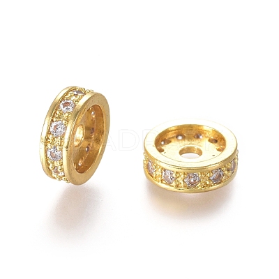 Brass Micro Pave Cubic Zirconia Spacer Beads ZIRC-L088-03A-G-1