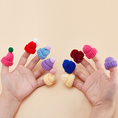 60Pcs 20 Styles Mini Knitting Wool Yarn Hats AJEW-HY0001-82-1
