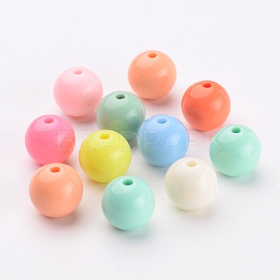 Solid Chunky Bubblegum Acrylic Ball Beads X-SACR-R835-14mm-M-1