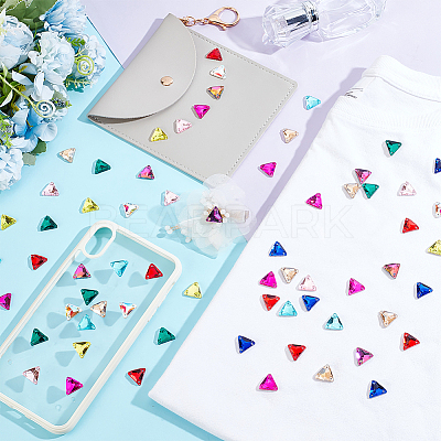 100Pcs 10 Colors Triangle Shape Sew on Rhinestone GLAA-GA0001-59-1