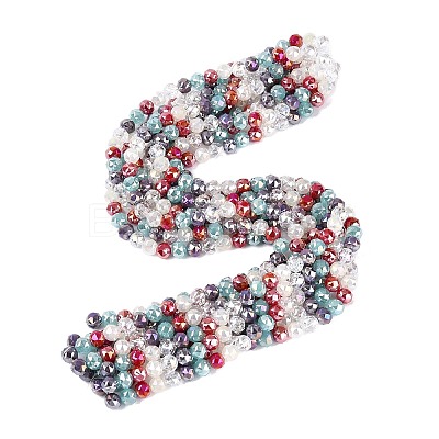 Electroplate Imitation Jade & Opaque & Transparent Glass Beads Strands EGLA-Q135-8MM-A10-1