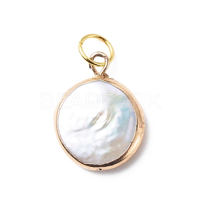 Electroplate Natural Baroque Pearl Keshi Pearl Pendants PALLOY-JF01896-1