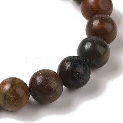 10mm Round Natural Polychrome Jasper/Picasso Stone/Picasso Jasper Braided Bead Bracelets BJEW-C067-01C-19-1