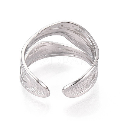 Non-Tarnish 304 Stainless Steel Cuff Ring RJEW-N038-112P-1