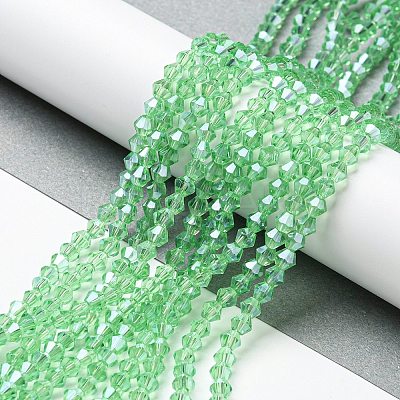 Transparent Electroplate Glass Beads Strands GLAA-F029-3mm-C24-1