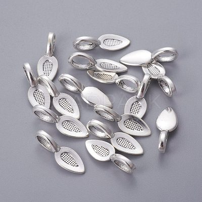 Tibetan Style Alloy Glun-on Flat Pad Bails for Pendants Making TIBEP-3348-AS-RS-1