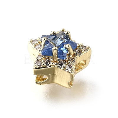 Brass Micro Pave Cubic Zirconia Beads KK-D379-01G-07-1