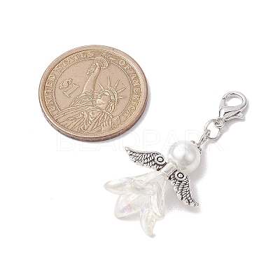 Wedding Season Angel Glass Pearl & Acrylic Pendant Decorations HJEW-JM01921-1