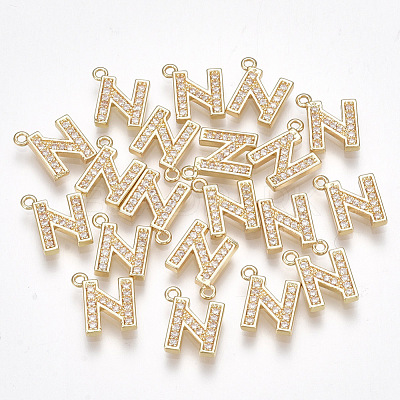 Brass Cubic Zirconia Charms KK-S348-330N-1