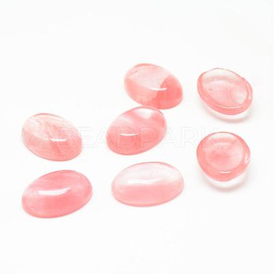 Cherry Quartz Glass Cabochons G-T020-13x18mm-07-1