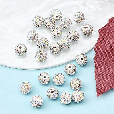 Polymer Clay Rhinestone Beads RB-H284-6MM-AB-1