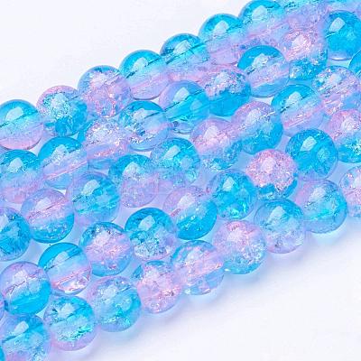 Spray Painted Crackle Glass Beads Strands CCG-Q001-6mm-19-1