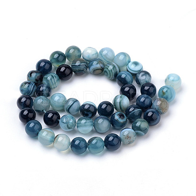 Natural Striped Agate/Banded Agate Beads Strands G-S259-04C-8mm-1