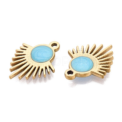 303 Stainless Steel Enamel Pendants STAS-Q110-35G-03-1