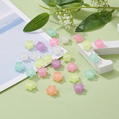 200Pcs Luminous Acrylic Beads TACR-YW0001-24-1