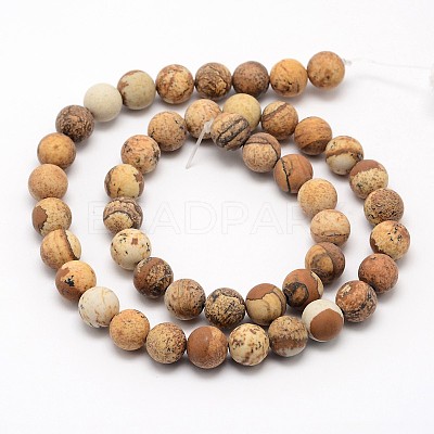 Natural Picture Jasper Beads Strands X-G-D686-8mm-1