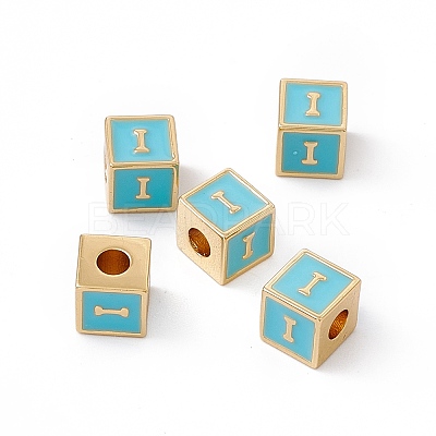 Rack Plating Brass Enamel Beads KK-B060-04G-06I-1