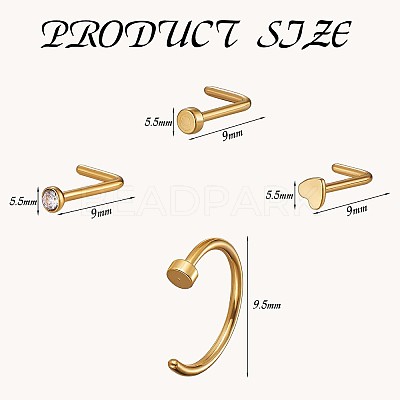 21Pcs 21 Style Clear Cubic Zirconia Flower & Flat Round & Heart Nose Studs & Rings Set JX527C-1