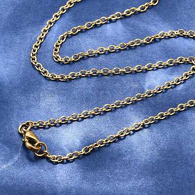 304 Stainless Steel Cable Chain Necklace Making STAS-P045-01G-A-1