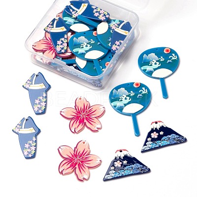 24Pcs 4 Style Acrylic Pendants KY-LS0001-08-1